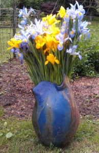 Flowers in Vase in Yard